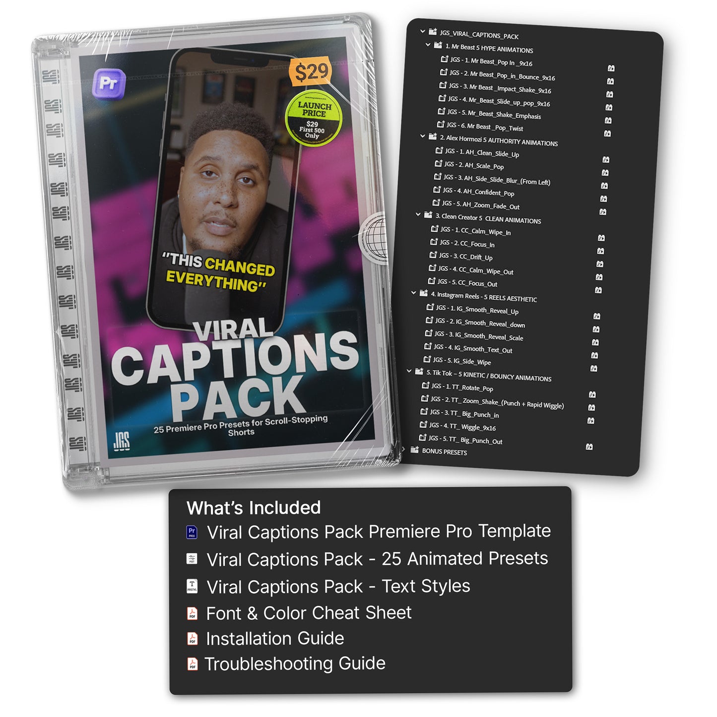 Viral Captions Pack – 25 Premiere Pro Animated Subtitle Presets for Youtube Shorts, Reels & TikTok